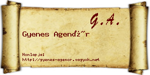 Gyenes Agenór névjegykártya